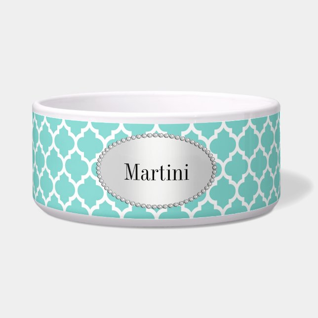 Turquoise Aqua Wht Moroccan Quatrefoil Pattern #5 (Front)