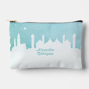 Turquoise Arabian Nights Watercolor Accessory Pouch