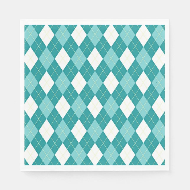 Turquoise argyle pattern napkin (Front)