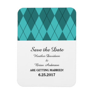 Turquoise Argyle Save the Date Flexi Magnet