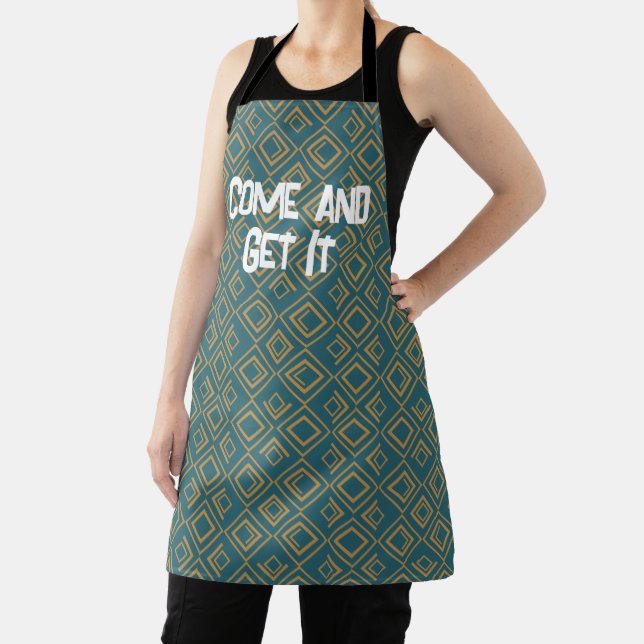 Turquoise Art Deco  Apron (Insitu)