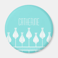 Turquoise Art Deco Floral Magnet