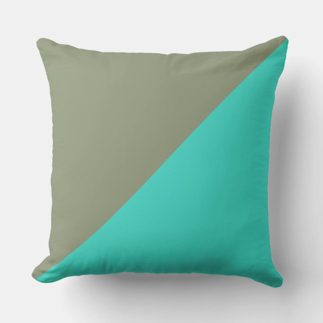Turquoise & Artichoke Solid Colour Background Cushion (Front)