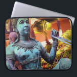 Turquoise Asian Warrior Statue Antique Photo Bold Laptop Sleeve<br><div class="desc">Discovered in a lush garden setting, this Asian warrior statue shouts travel and exploration. Enliven your computer with this stunning photography neoprene laptop sleeve. This laptop sleeve comes in three sizes: 15", 13", and 10”. Makes a great gift for someone special! You can easily personalise this neoprene laptop sleeve. Please...</div>