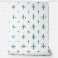 Turquoise Atomic Starburst Mid-century Pattern