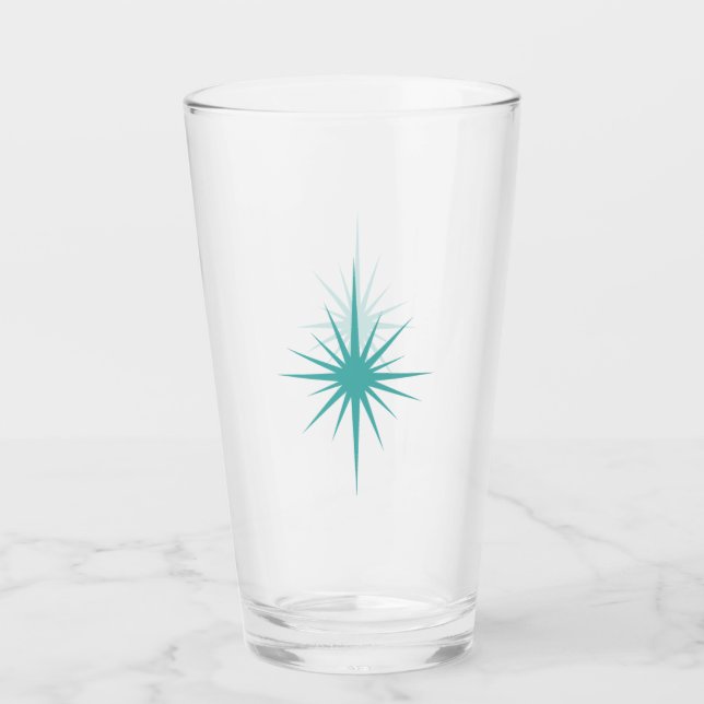 Turquoise Atomic Starburst Retro Midcentury Glass (Front)