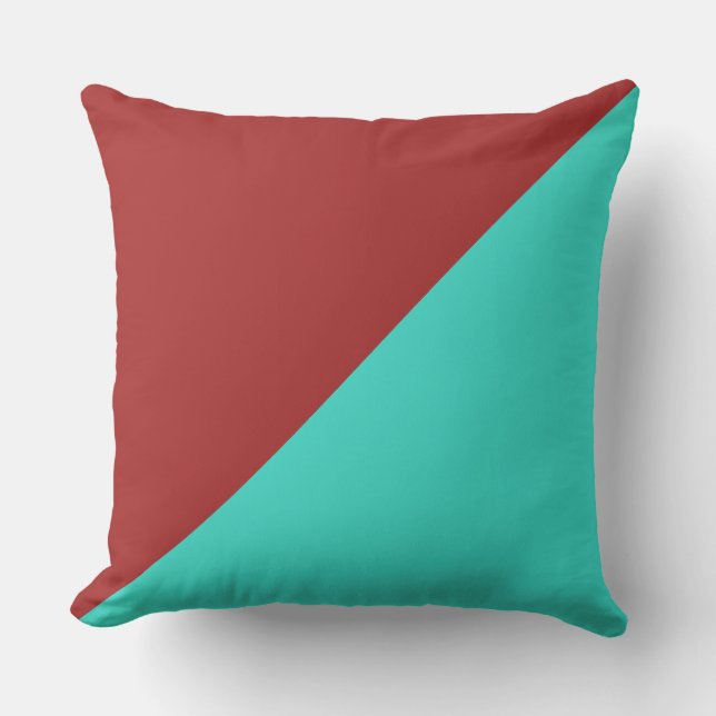 Turquoise & Auburn Solid Colour Background Cushion (Front)