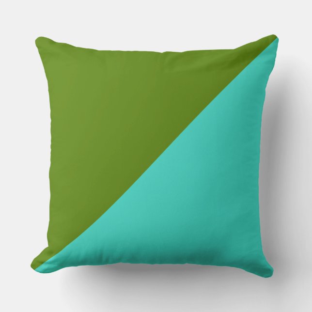 Turquoise & Avocado Solid Colour Background Cushion (Front)