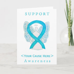Turquoise Awareness Ribbon Angel Customised Card