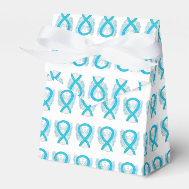Turquoise Awareness Ribbon Angel Party Favour Box (Front Side)