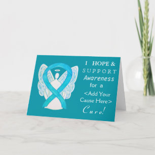 Turquoise Awareness Ribbon Custom Angel Cards