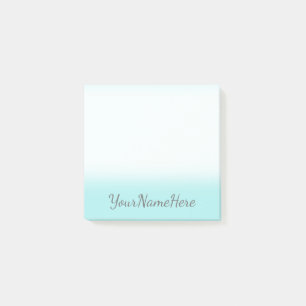 Turquoise Background + Dim Grey Script-Like Name Post-it Notes
