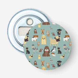 turquoise background dogs pattern bottle opener