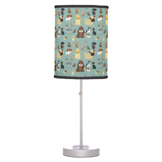 turquoise background dogs pattern desk lamp