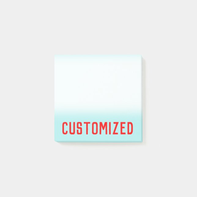 Turquoise Background & Red Bold Personalised Name Post-it Notes (Front)