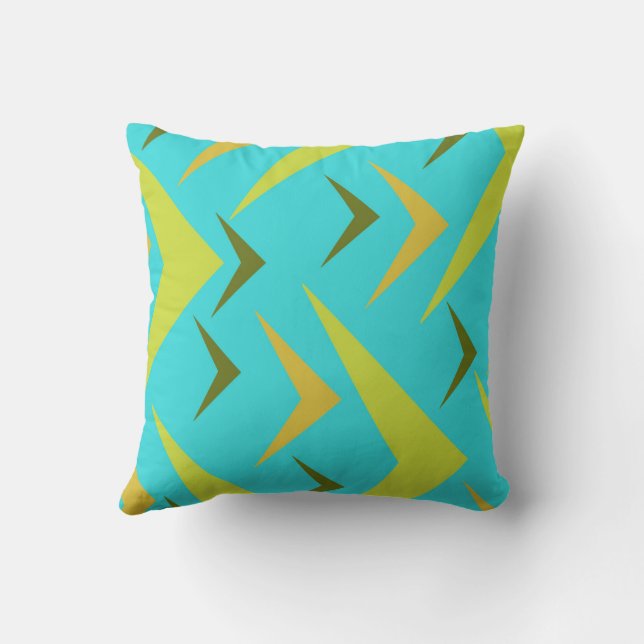 Turquoise background with arrows grey and yellow cushion (Back)