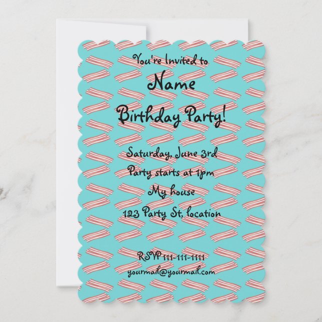 Turquoise bacon pattern invitation (Front)