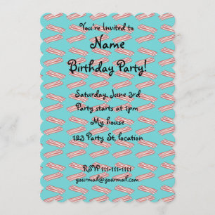 Turquoise bacon pattern invitation