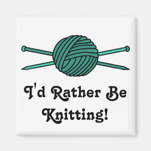 Turquoise Ball of Yarn & Knitting Needles Magnet