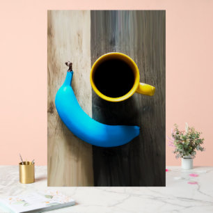 Turquoise Banana and Yellow Coffee Mug – Pop Art Acrylic Sign