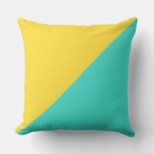 Turquoise & Banana yellow Solid Colour Cushion
