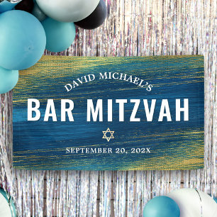 Turquoise Bar Mitzvah Gold Bold Modern Typography  Banner
