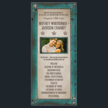 Turquoise Barn Wood Stars Western Wedding Programs Programme<br><div class="desc">Turquoise Barn Wood Stars Western Wedding Programs - features a printed turquoise rustic barn wood frame in a rustic, reclaimed wood frame. The frame has a paint chipped vintage look with a printed antiqued/parchment paper inside. Multiple metal stars are decorated on the front and back. Change the demo picture to...</div>