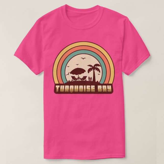 Turquoise Bay Retro Sunset Style T-Shirt (Design Front)
