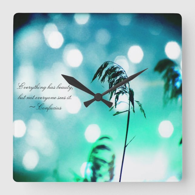 Turquoise Beach Grass Sparkle Wall Clock (Front)