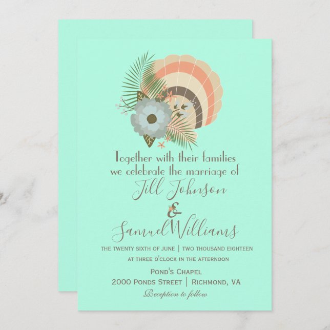 Turquoise Beach Theme  Invitation (Front/Back)