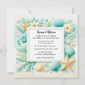 Turquoise Beach Theme Wedding Invitation