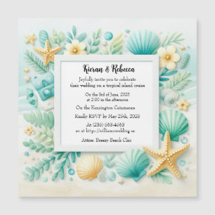 Turquoise Beach Theme Wedding Magnetic Invitation