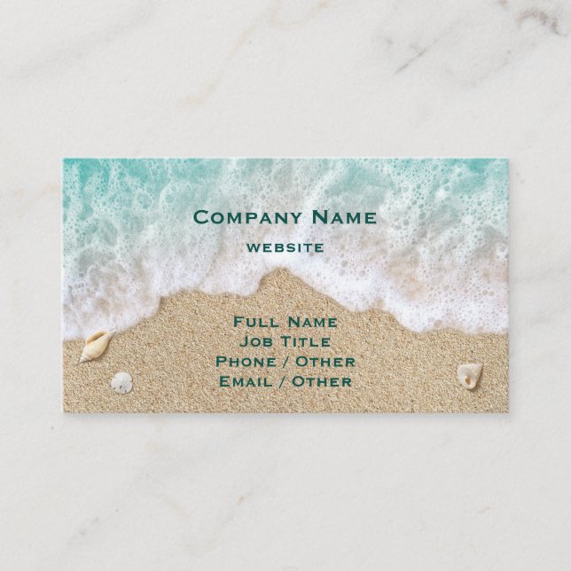 Turquoise Beach Waves & Sand Business Card (Front)
