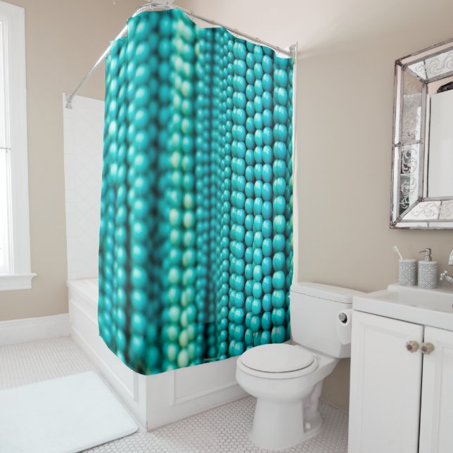 Turquoise  Beads Shower Curtain (In Situ)