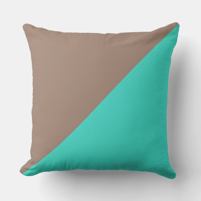 Turquoise & Beaver Solid Colour Background Cushion (Front)