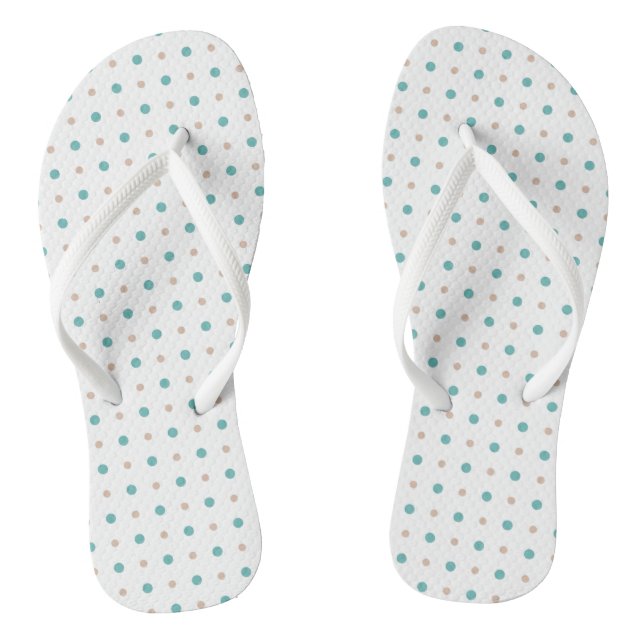 Turquoise, beige and white dots jandals (Footbed)