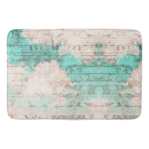 Turquoise Beige Bath Mat