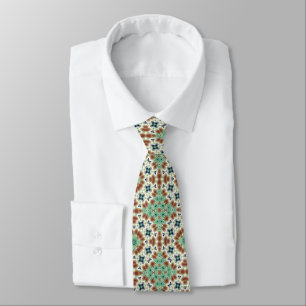 Turquoise beige colourful kaleidoscope ornament  tie