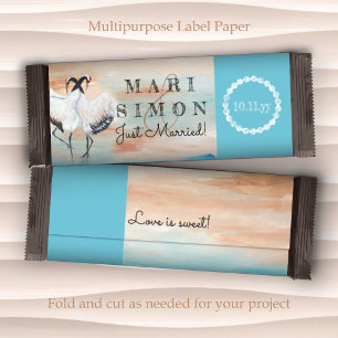 Turquoise Beige Tancho Crane Wedding Candy Wrapper