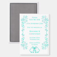Turquoise Bells Scrollwork Wedding Save The Date