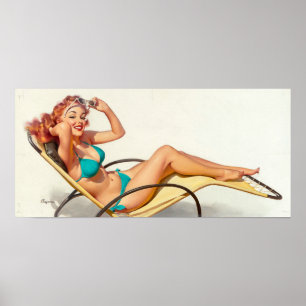 Turquoise bikini pin up poster