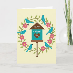 Turquoise Birds Mothers Day Card