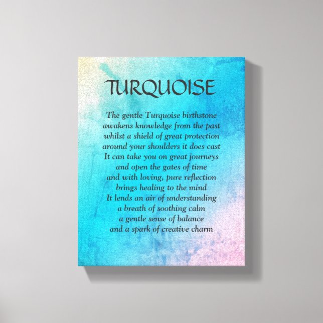 Turquoise birthstone - December poem art canvas Print (Front)