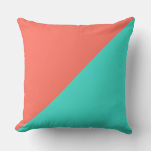 Turquoise & Bittersweet Solid Colour Background Cushion