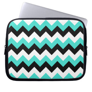Turquoise Black and White Chevron Laptop Sleeve