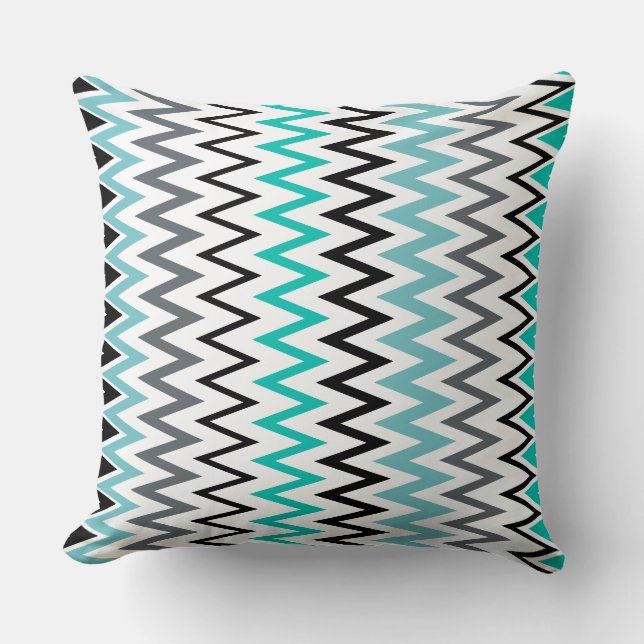 Turquoise, black and white  cushion (Front)