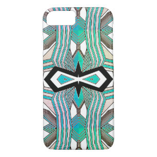 Turquoise, Black and White Geometrical Line Art Case-Mate iPhone Case