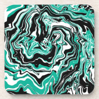Turquoise, Black and White Marble Fluid Art  