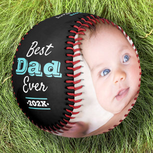 Turquoise Black Best Dad Ever Typography Modern Baseball