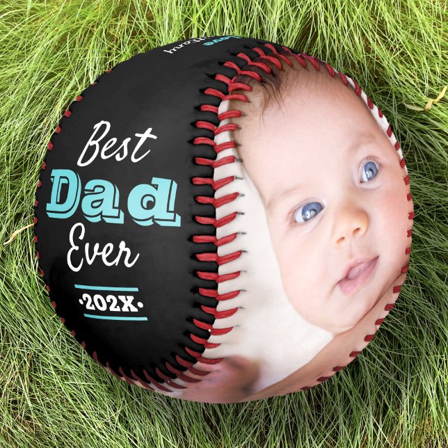Turquoise Black Best Dad Ever Typography Modern Baseball (Creator Uploaded)